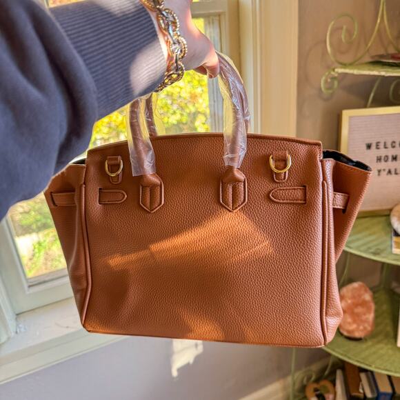 💼 Quiet Luxury Designer Inspired Satchel | New Pebbled Leather Top Handle Tote - Picture 3 of 7